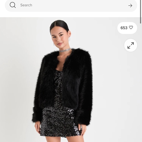 Lulus Fur Black Jacket- Sz M NWOT - Picture 2 of 8